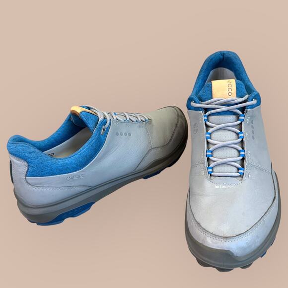 Ecco Biom Mens Hybrid Leather Gortex Spikeless Golf Shoes Size 10 Wide Blue Gray - Picture 1 of 14
